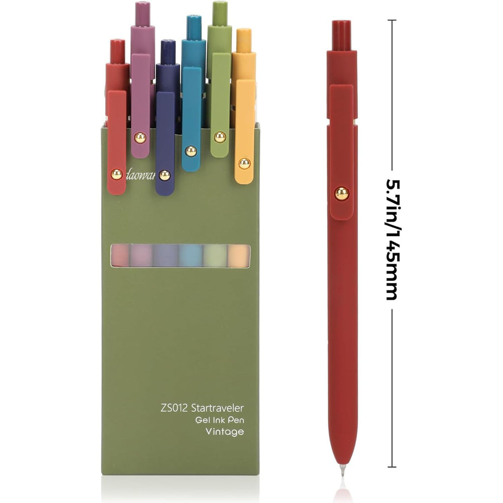 Ddaowanx Gel Pens,6 Pcs 0.5mm Retractable Quick Dry Black Ink Pens