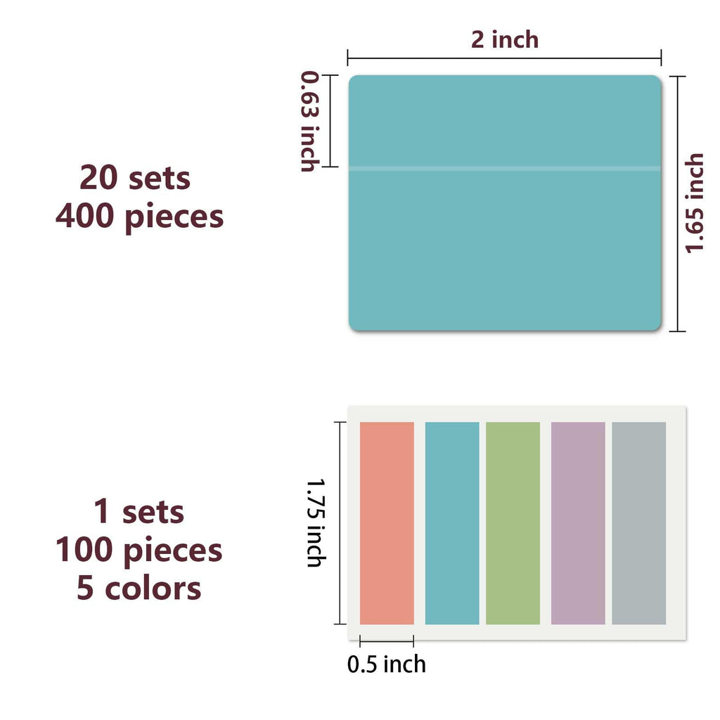 ELII 500 PCS Tabs 2 Inch Book Tabs Sticky Index Tabs,File Tabs