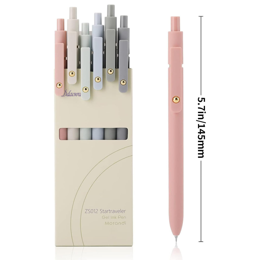 Ddaowanx Gel Pens,6 Pcs 0.5mm Retractable Quick Dry Black Ink Pens