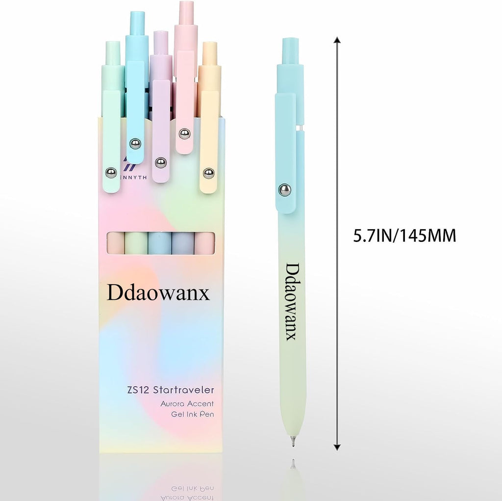 Ddaowanx Gel Pens,6 Pcs 0.5mm Retractable Quick Dry Black Ink Pens
