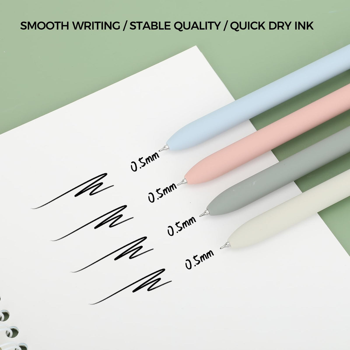 Ddaowanx Gel Pens,6 Pcs 0.5mm Retractable Quick Dry Black Ink Pens