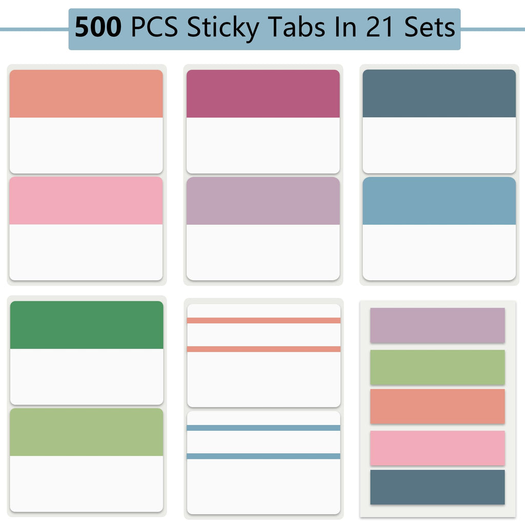 ELII 500 PCS Tabs 2 Inch Book Tabs Sticky Index Tabs,File Tabs