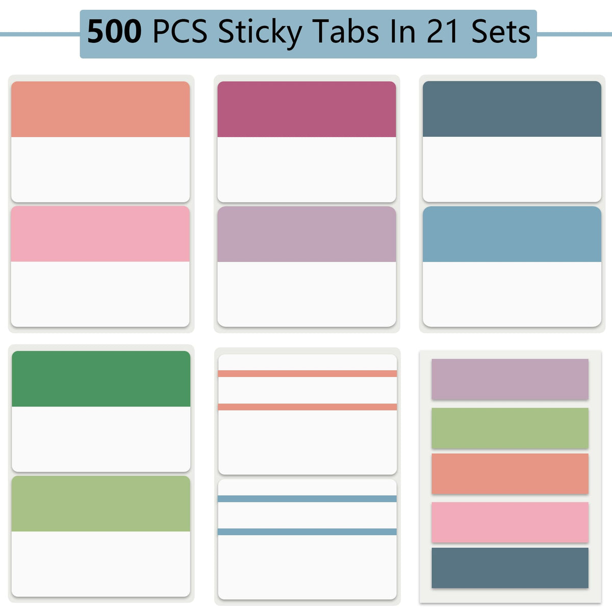 ELII 500 PCS Tabs 2 Inch Book Tabs Sticky Index Tabs,File Tabs
