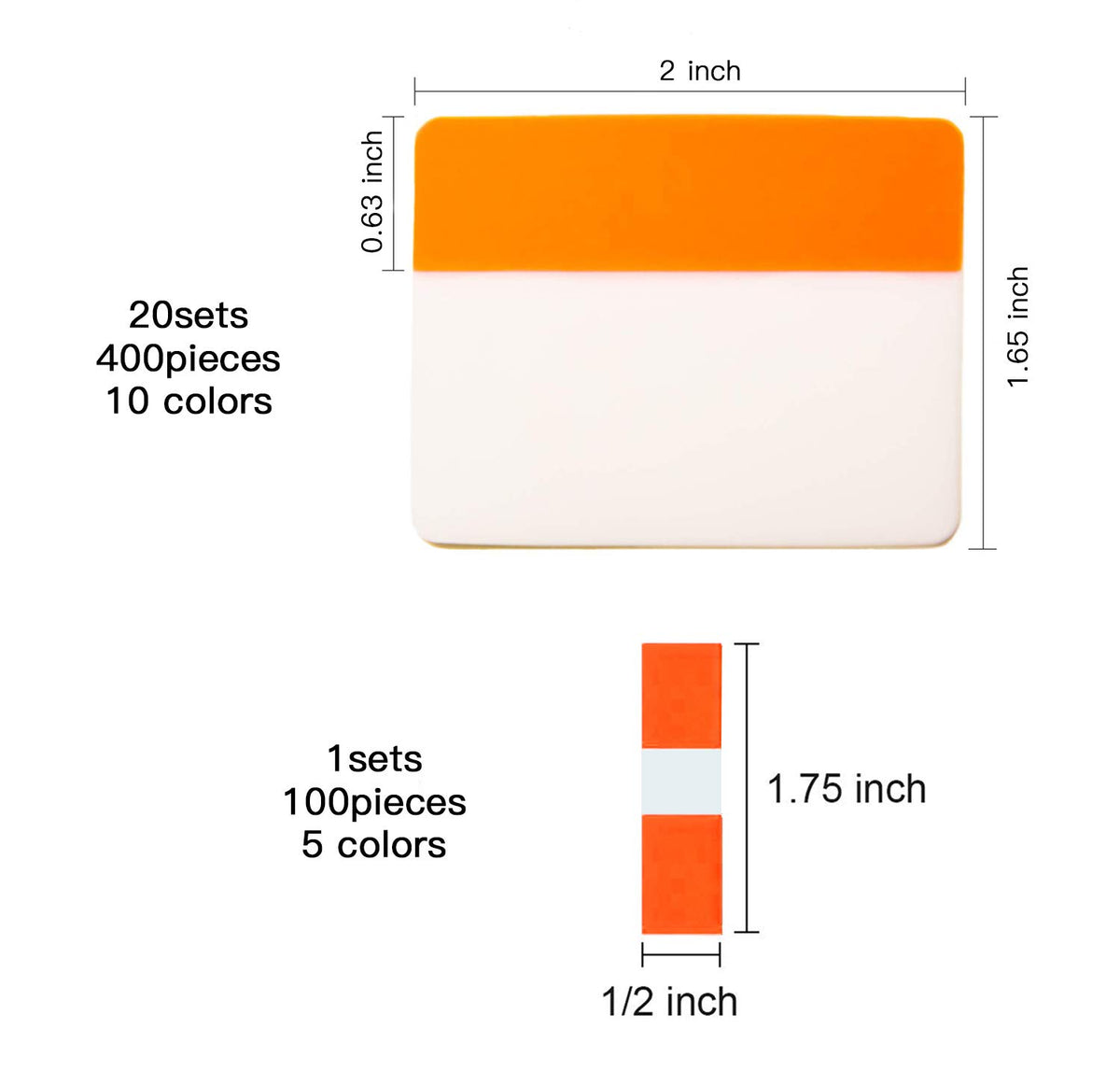 ELII 500 PCS Tabs 2 Inch Book Tabs Sticky Index Tabs,File Tabs