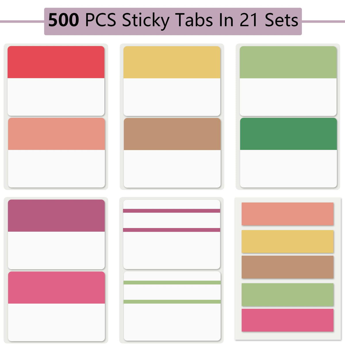 ELII 500 PCS Tabs 2 Inch Book Tabs Sticky Index Tabs,File Tabs