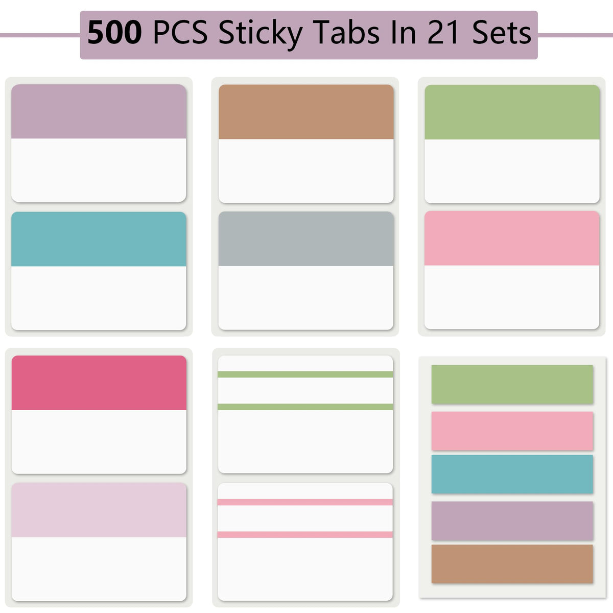 ELII 500 PCS Tabs 2 Inch Book Tabs Sticky Index Tabs,File Tabs