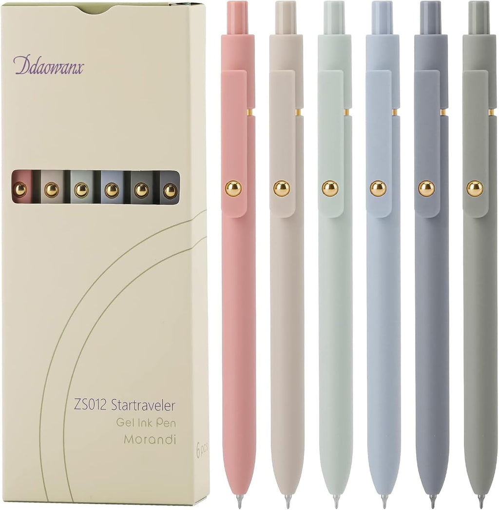 Ddaowanx Gel Pens,6 Pcs 0.5mm Retractable Quick Dry Black Ink Pens