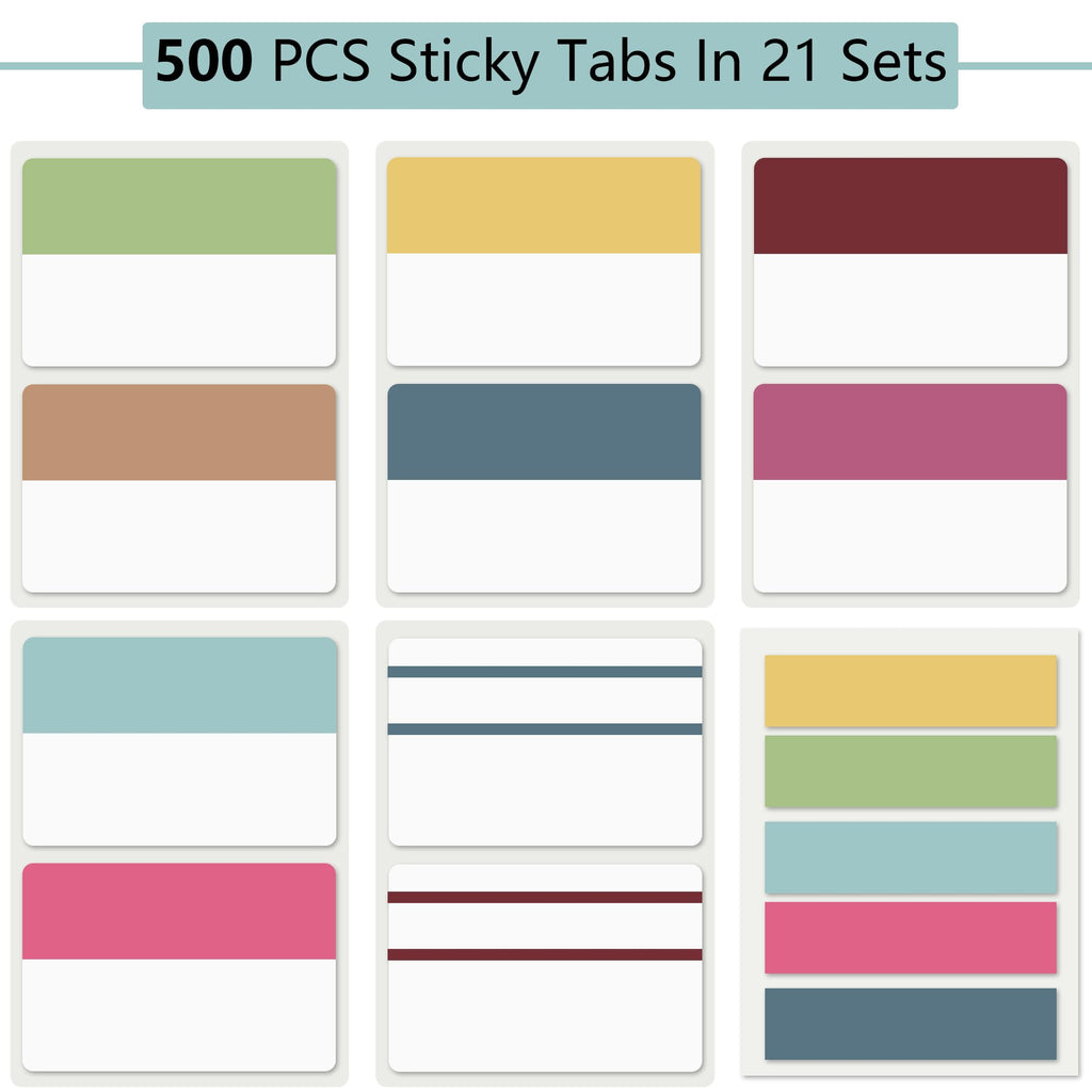ELII 500 PCS Tabs 2 Inch Book Tabs Sticky Index Tabs,File Tabs