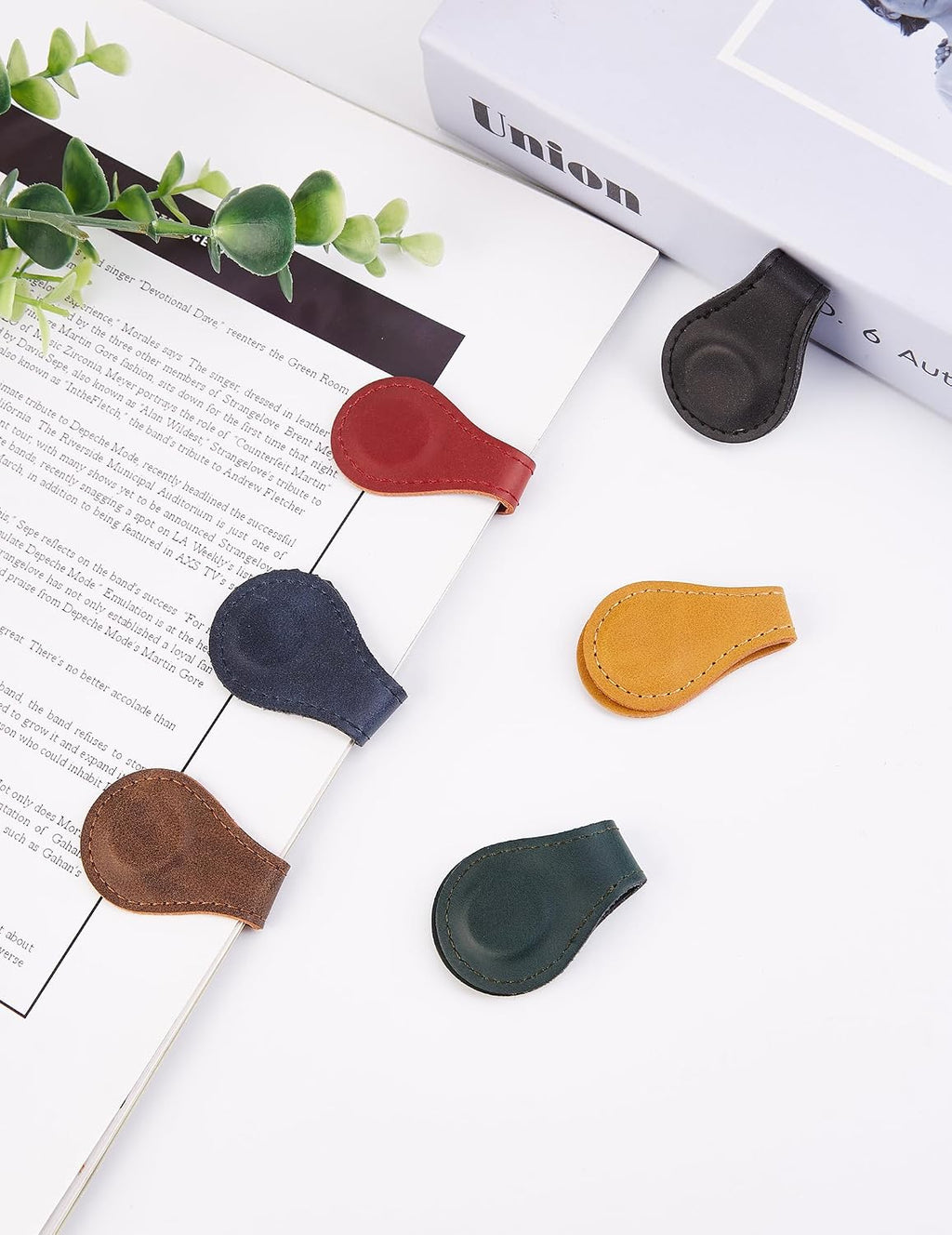 6 PCS Magnetic Leather Bookmarks for Men Women Book Lovers