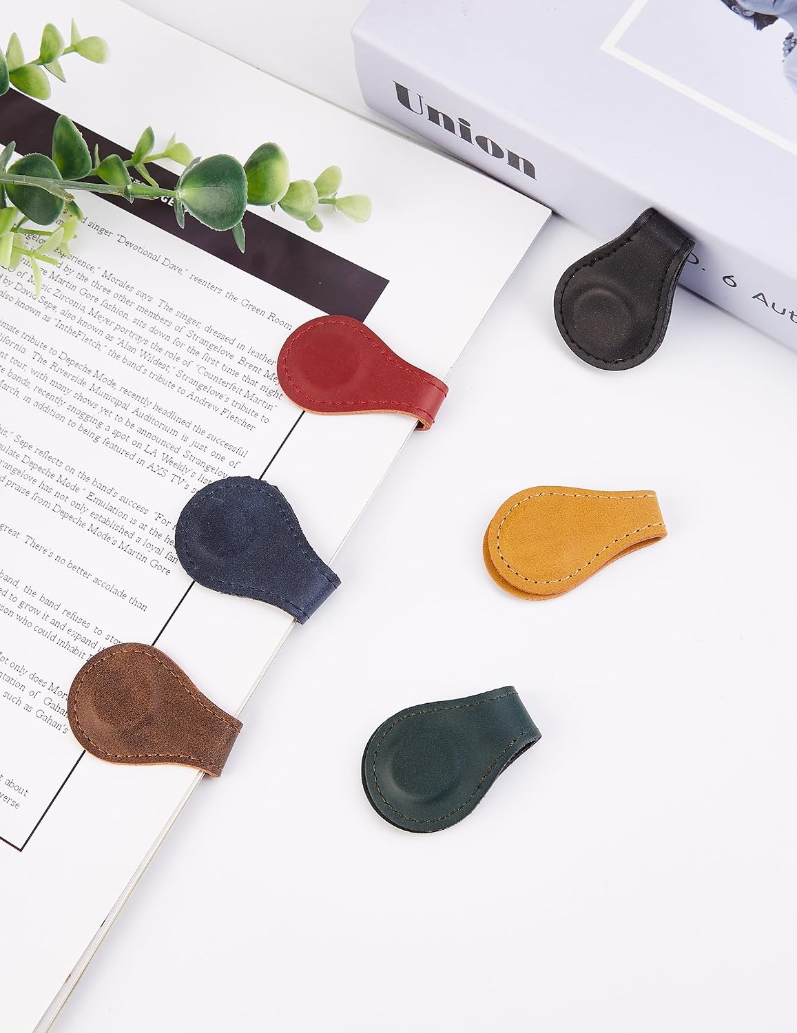 6 PCS Magnetic Leather Bookmarks for Men Women Book Lovers