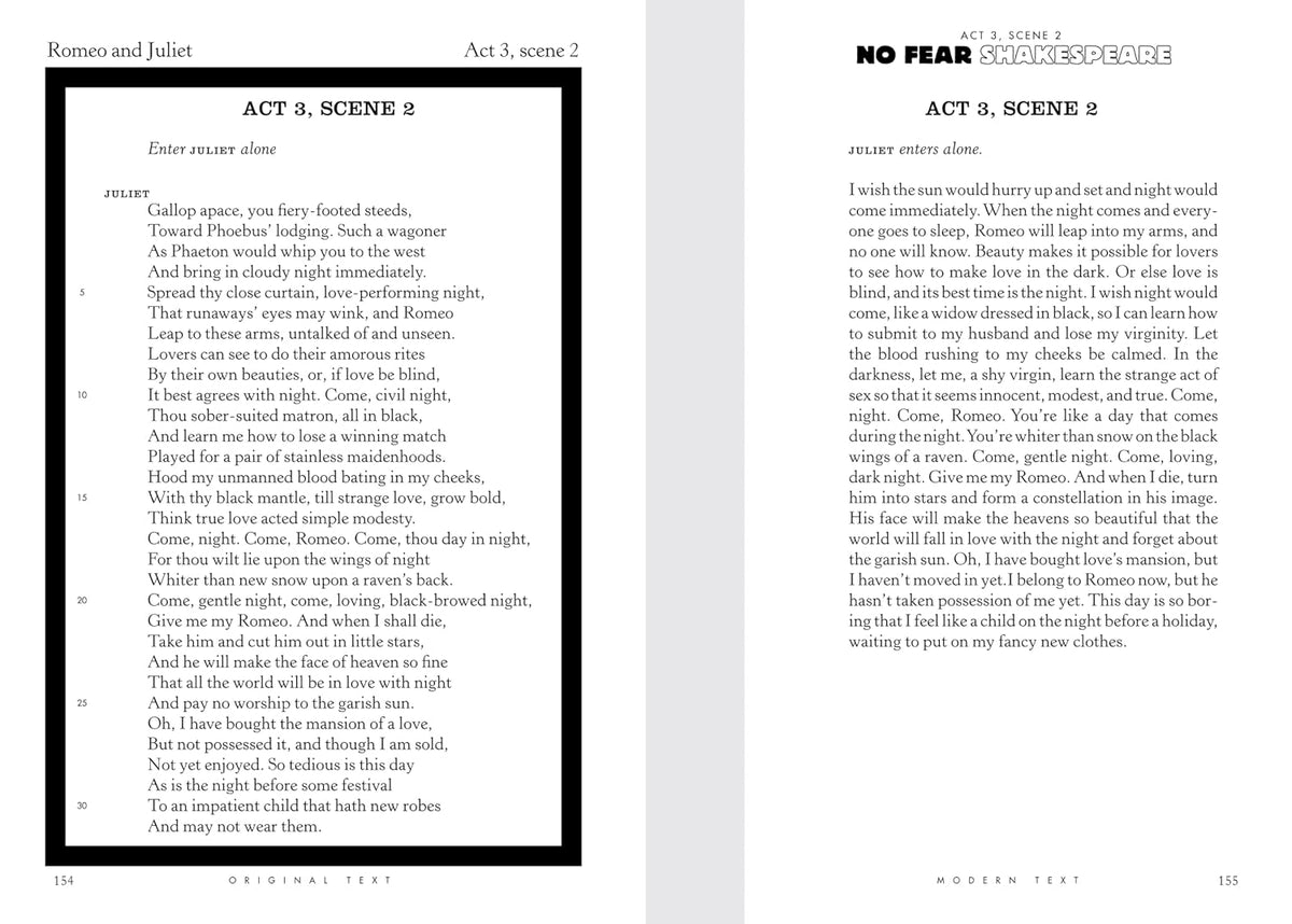 Romeo and Juliet: No Fear Shakespeare Side-by-Side Plain English