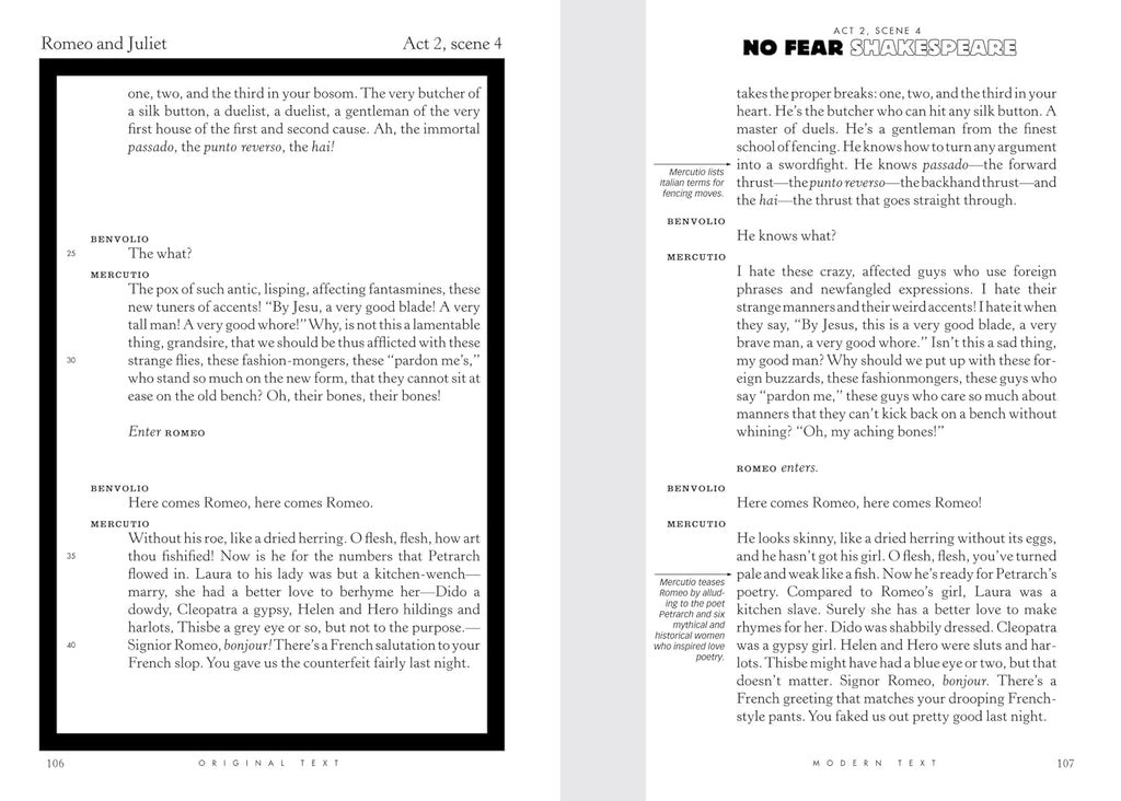 Romeo and Juliet: No Fear Shakespeare Side-by-Side Plain English