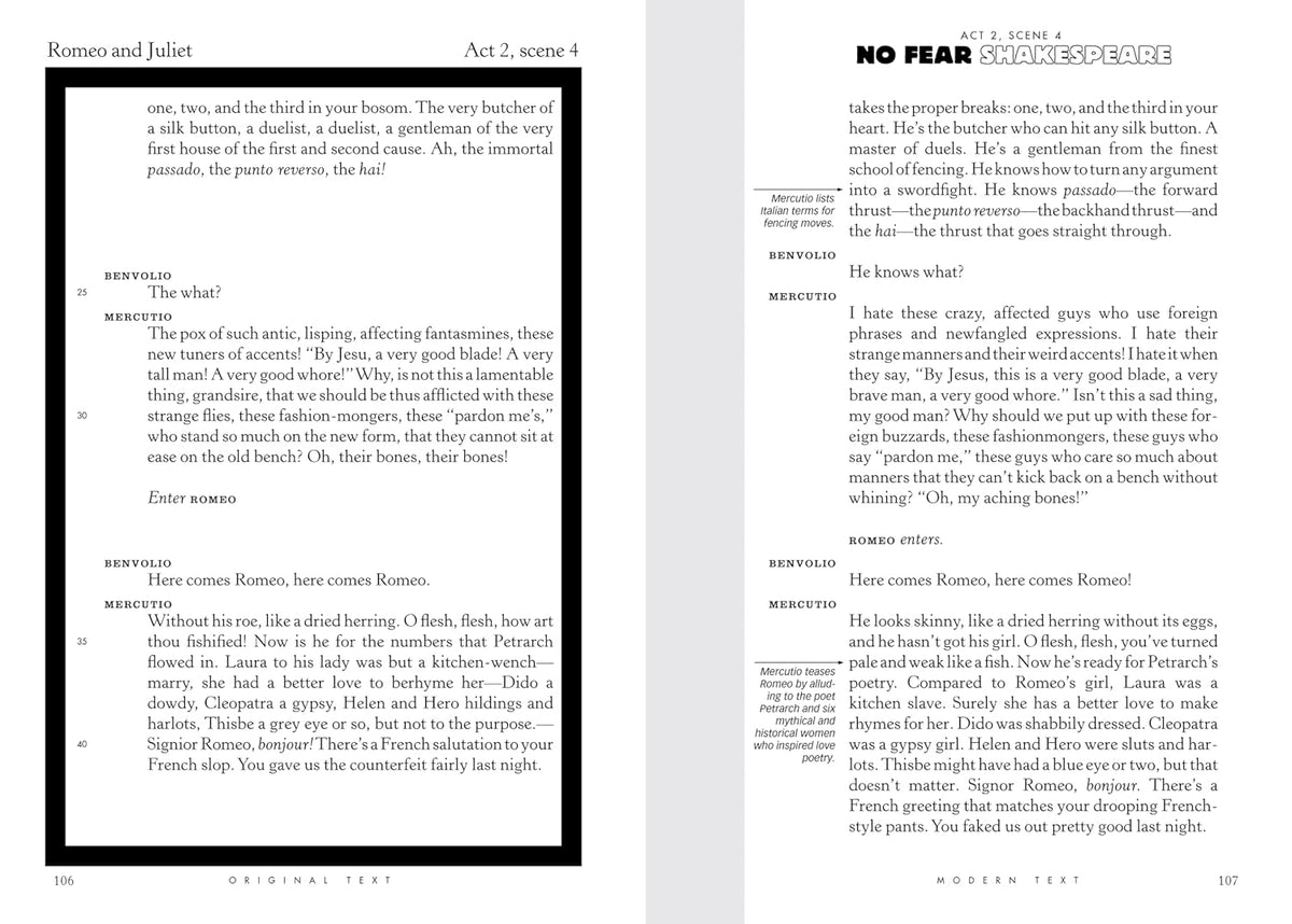 Romeo and Juliet: No Fear Shakespeare Side-by-Side Plain English