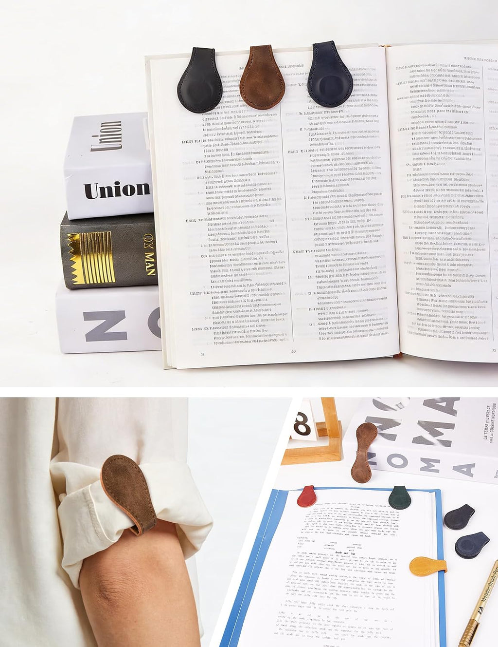 6 PCS Magnetic Leather Bookmarks for Men Women Book Lovers