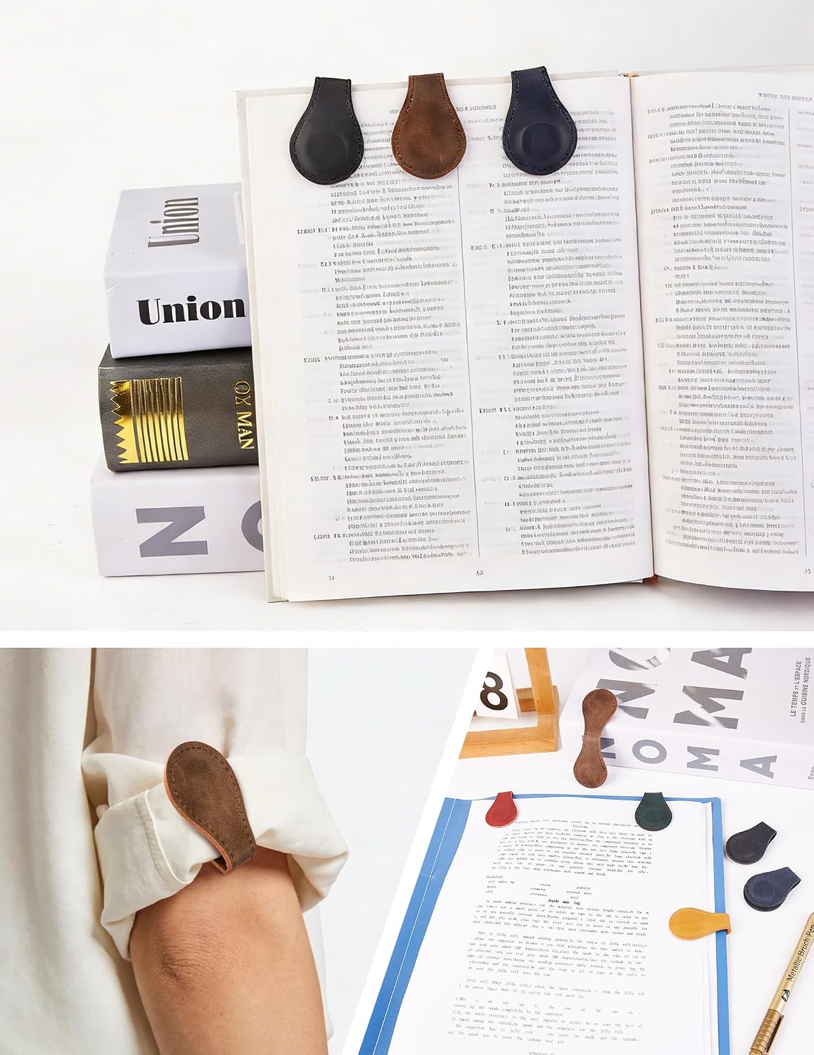 6 PCS Magnetic Leather Bookmarks for Men Women Book Lovers
