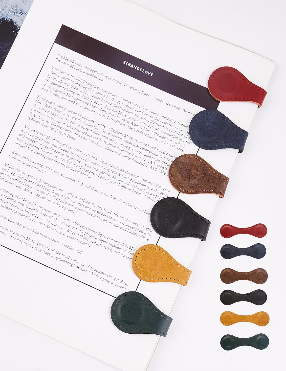 6 PCS Magnetic Leather Bookmarks for Men Women Book Lovers